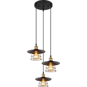 Lampe à suspension Viejo métal noir mat 3xE27
