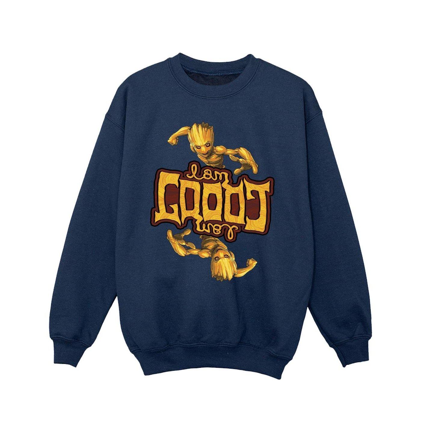 Image of Guardians Of The Galaxy Groot Inverted Grain Sweatshirt Unisex Marine 152-158