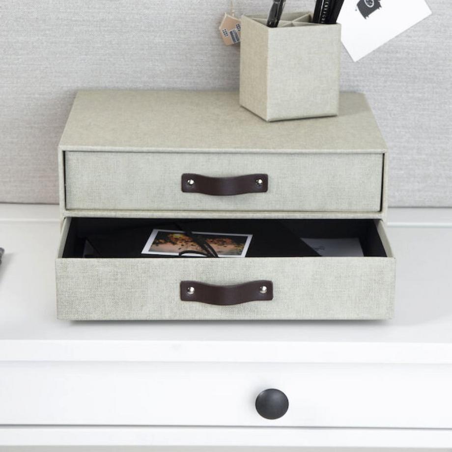 Bigso Box of Sweden BIRGER Schubladenbox 2 Fächer   Linnen Canvas  