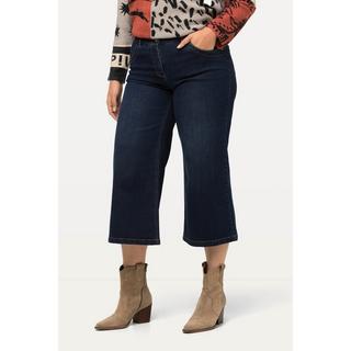 Ulla Popken  Culottes di jeans modello Mary con taglio della gamba ampio e cintura comoda 