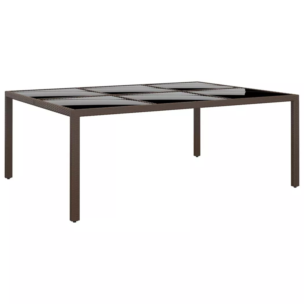 VidaXL - Table de jardin avec dessus en verre rotin, One Size, Marron