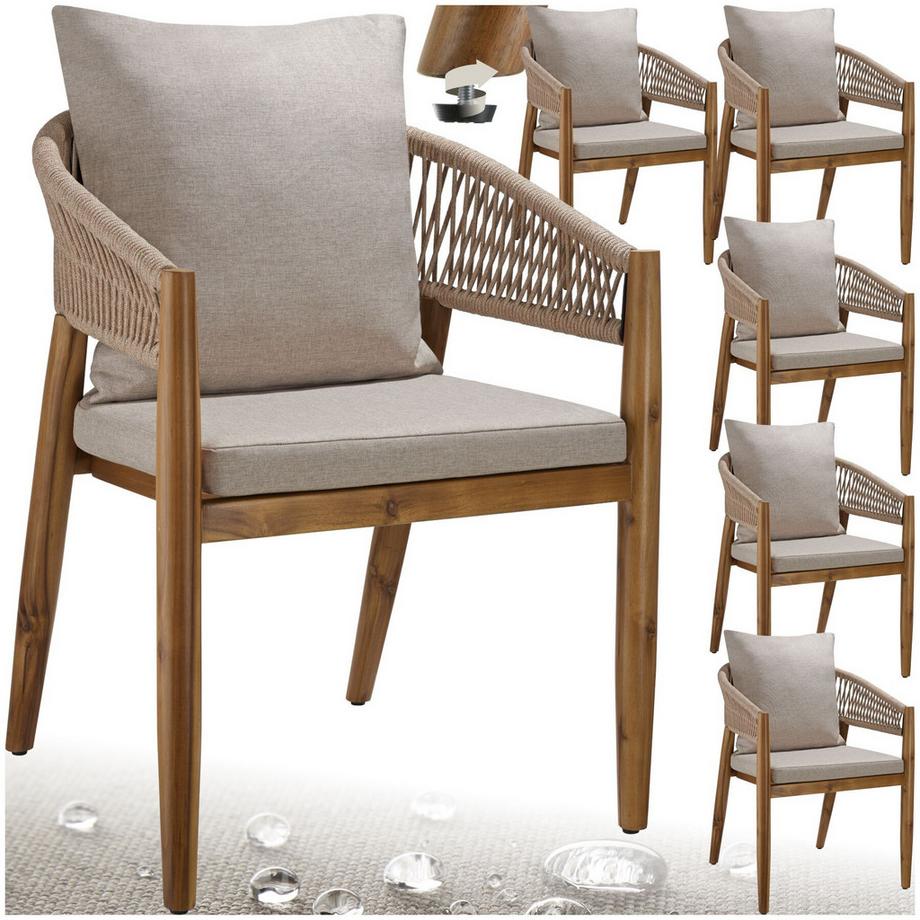 Tectake Chaise de jardin MANACOR Bois d'acacia lasuré et résistant aux intempéries  