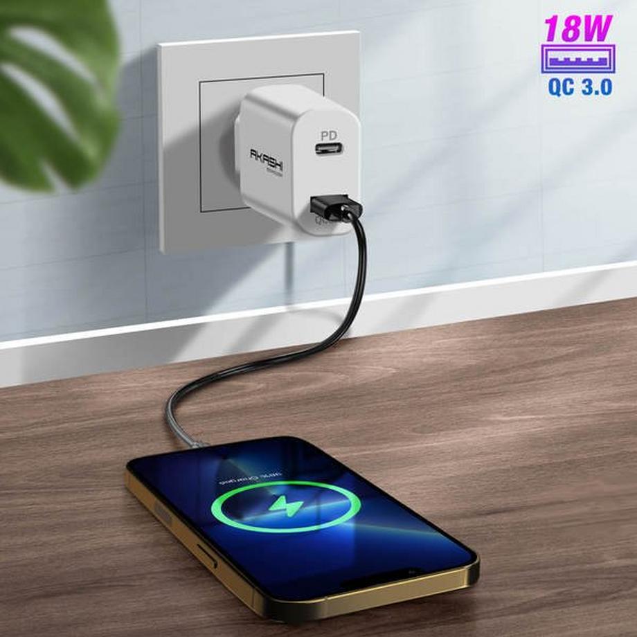 Akashi  Chargeur Secteur USB 3.0, USB Type-C 