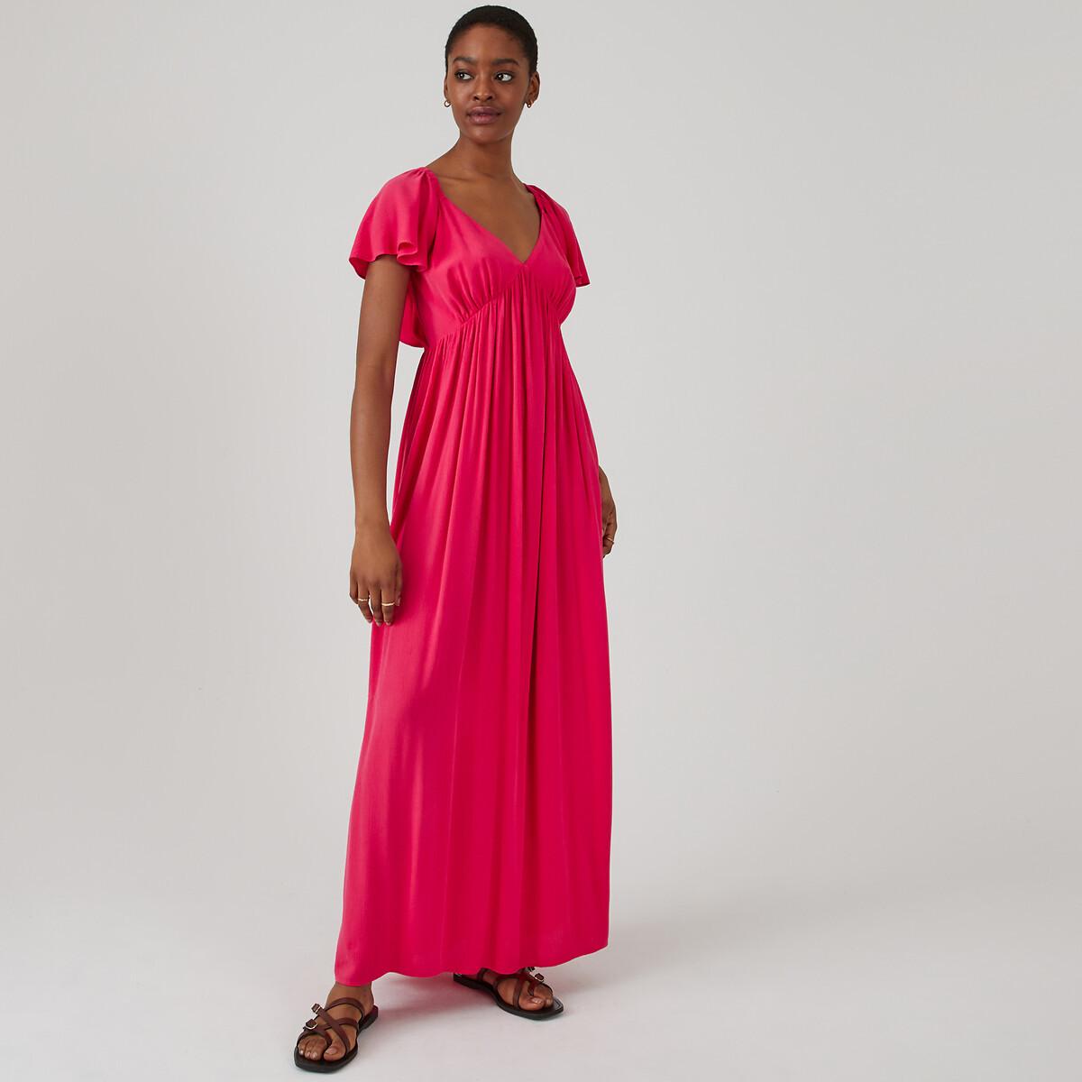 Image of Maxikleid Mit Kurzen Volantärmeln Damen Rosa 36