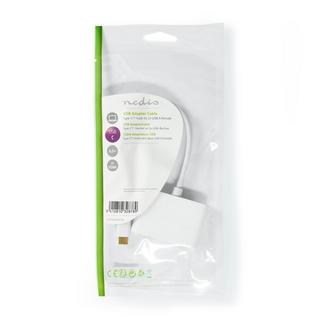 Nedis  Adaptateur multiport USB | USB 3.2 Gen 1 | USB-C™ mâle | 2x USB-A | 5 Gbps | 0.20 m | Rond | Nickelé | PVC | Blanc | Sachet en plastique 