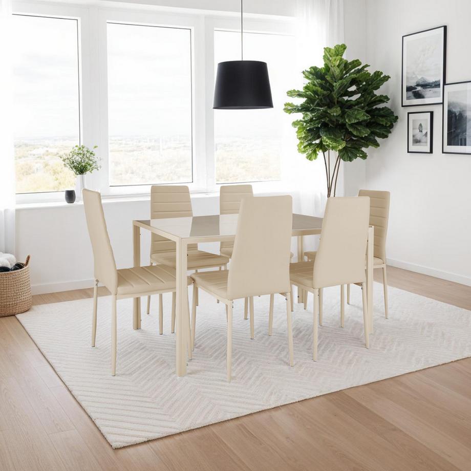 Tectake Set di sedie per sala da pranzo Thomas  imbottite con rivestimento in ecopelle  