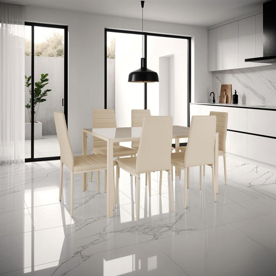 Tectake Set di sedie per sala da pranzo Thomas  imbottite con rivestimento in ecopelle  