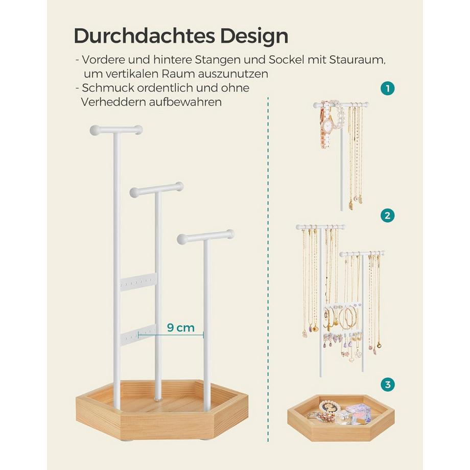 Songmics  Schmuckständer Schmuckhalte, 4 getrennte Bereiche Metall 