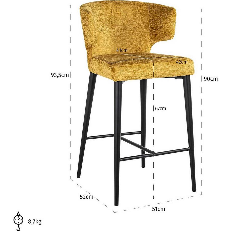 mutoni Chaise de bar Taylor mustard 94  