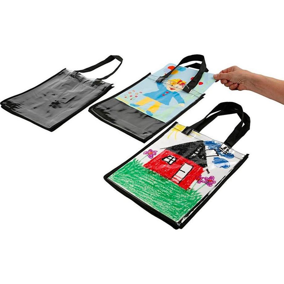 Creativ Company Borsa in tessuto non tessuto con inserto trasparente  