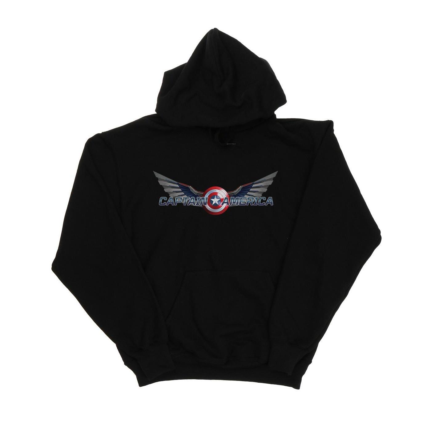 Image of Falcon And The Winter Soldier Captain America Logo Kapuzenpullover Damen Schwarz S