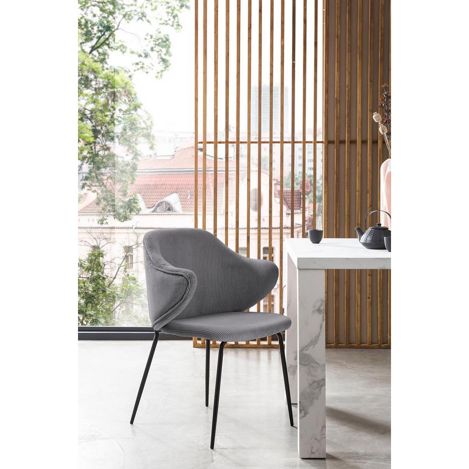 mutoni Chaise à accoudoirs Silhouette grise (lot de 2)  