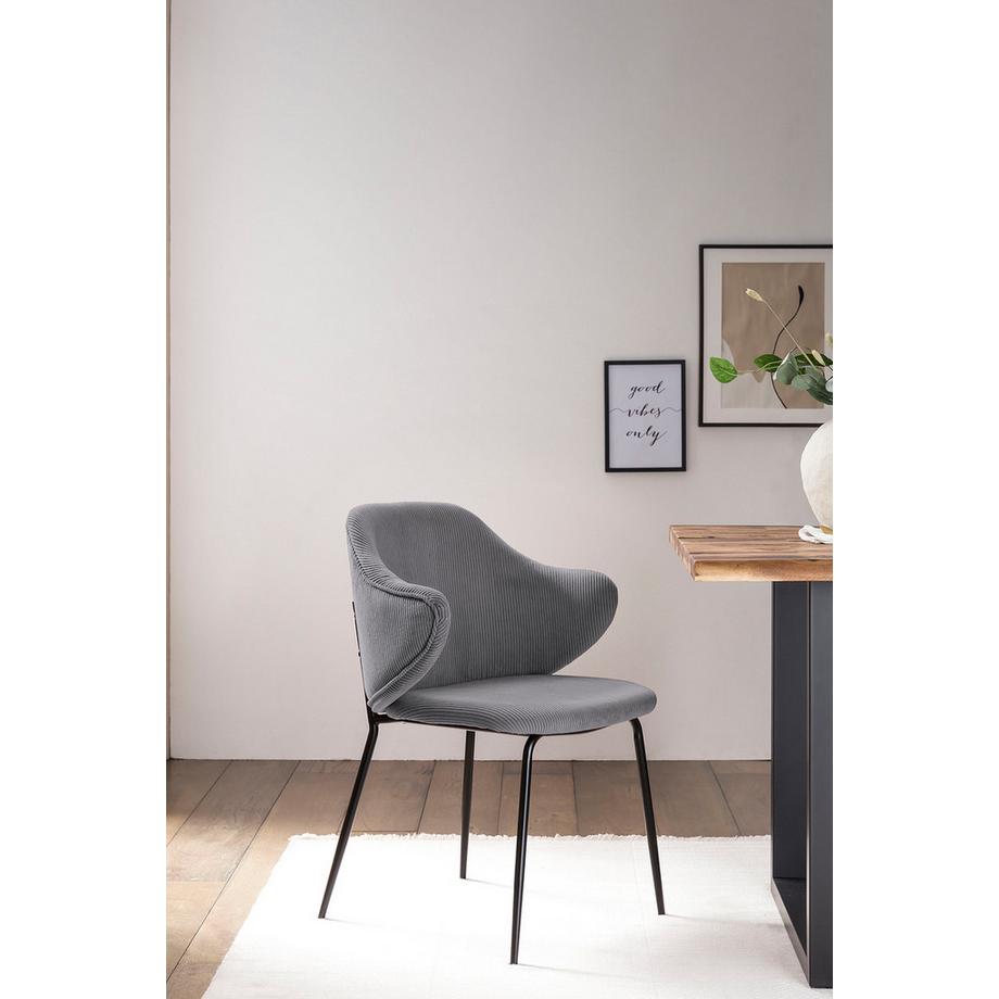 mutoni Chaise à accoudoirs Silhouette grise (lot de 2)  