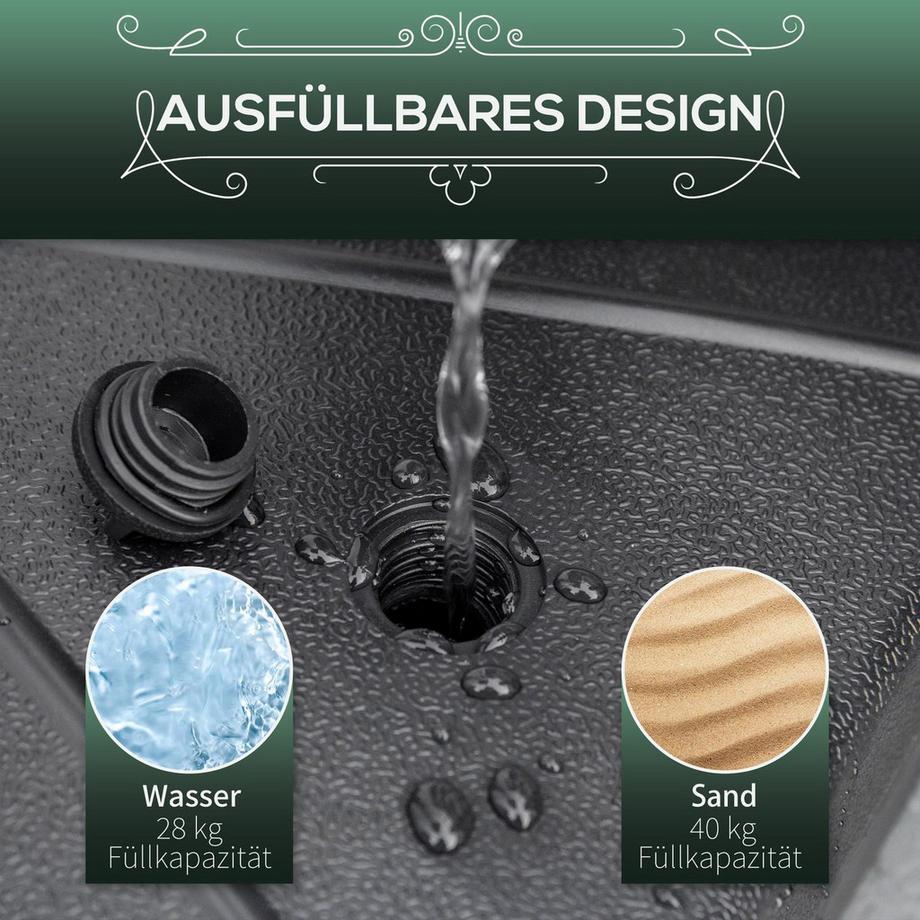 Northio Sonnenschirmständer 40 Kg Schirmständer Für Sonnenschirm Schirmstangen 38 Mm/48 Mm Befüllbar Mit Wasser/Sand Sonnenschirmfuß Ø60 X 36H Cm  