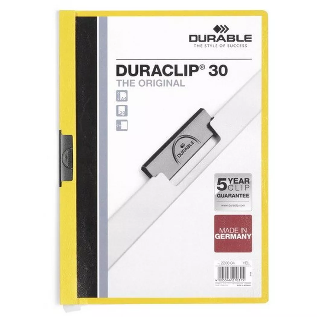 Durable duraclip 30 chemise de présentation à clip jaune 2200 04