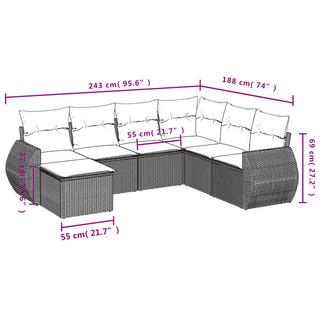 VidaXL Ensemble de canapés de jardin rotin synthétique  