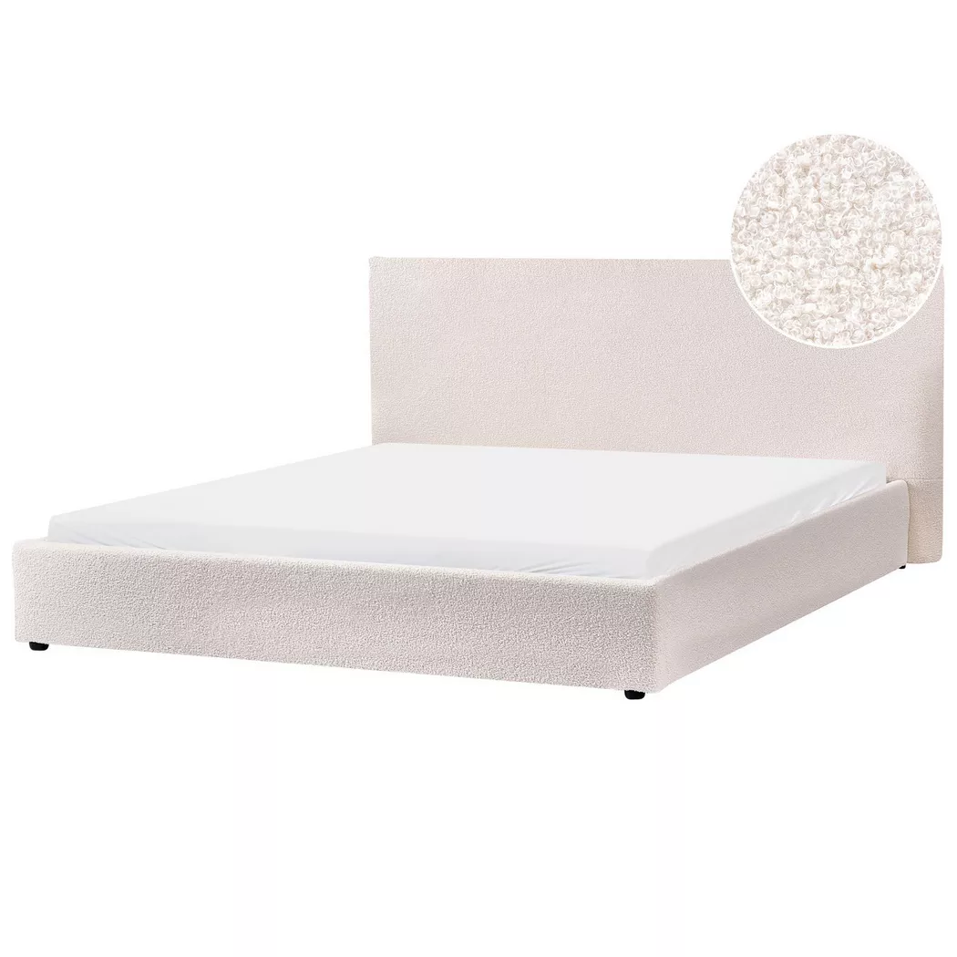 Beliani - Wasserbett aus Bouclé  LAVAUR, Schneeweiss