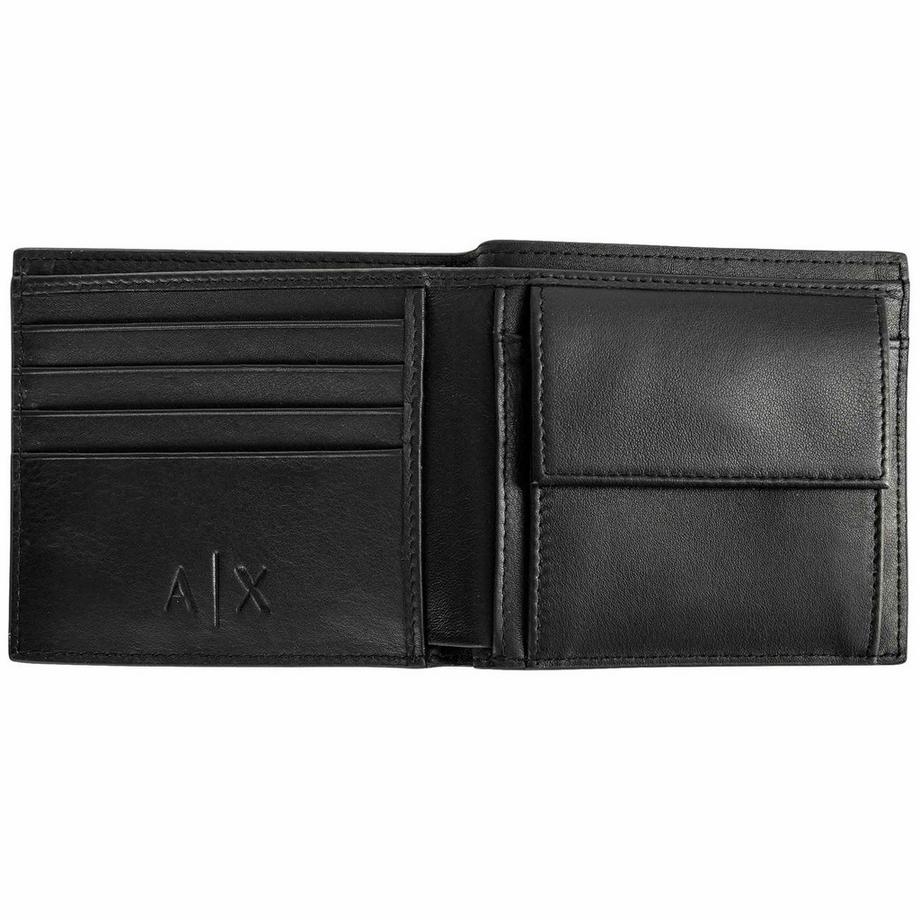 Armani Exchange Portefeuille Bifold en Cuir Lisse avec Pochette pour Pièces  