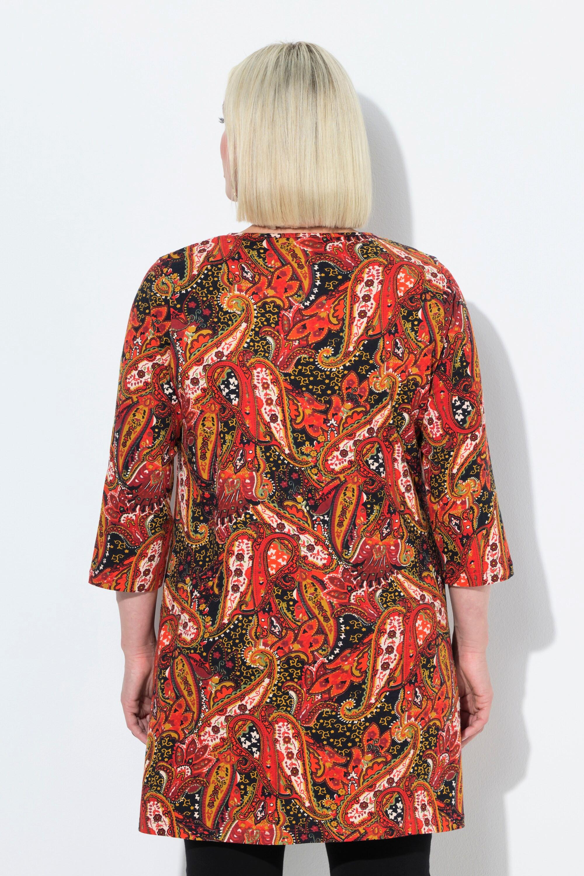 Ulla Popken Longshirt Paisley Linea A Scollo Tunica Manica 3/4  