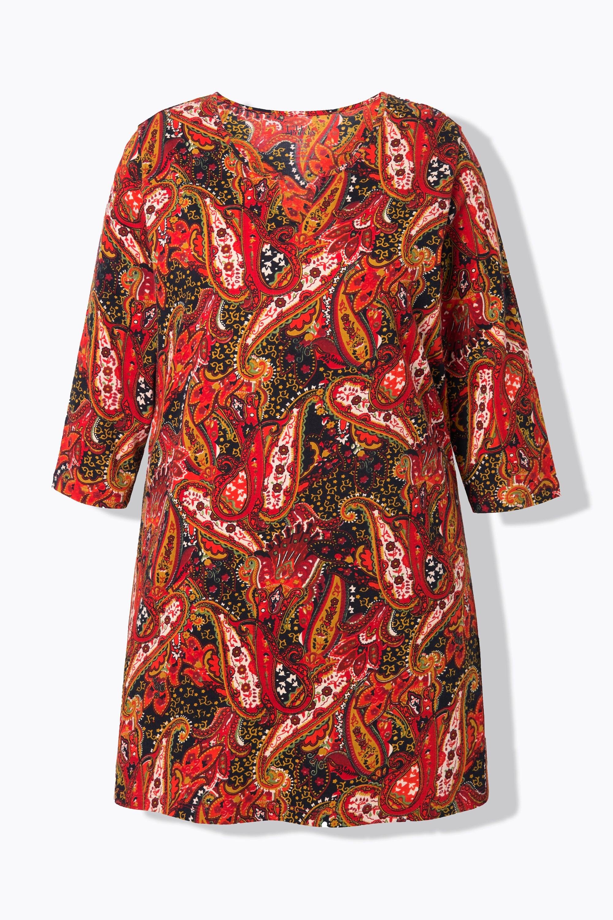 Ulla Popken Longshirt Paisley Linea A Scollo Tunica Manica 3/4  