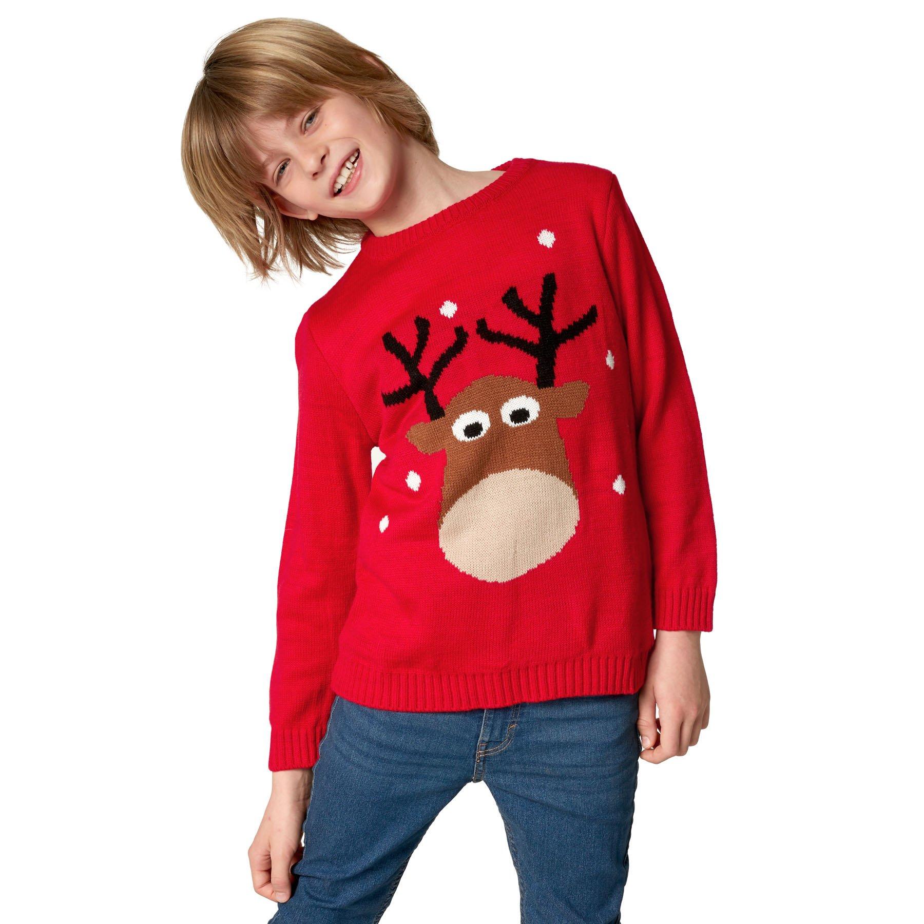 Image of Weihnachtspullover Reizendes Rentier Für Kinder Jungen Rot 152