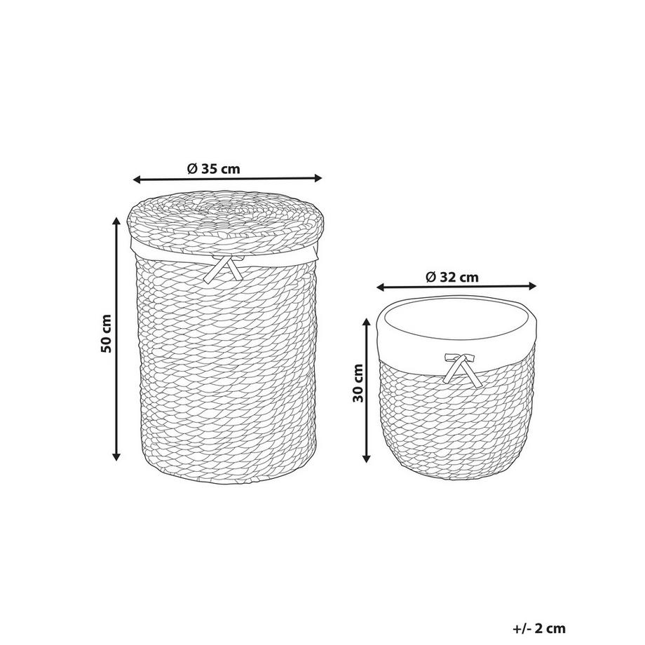 Beliani Aufbewahrungskorb 2er Set aus Wasserhyazinthe Boho DANANG  