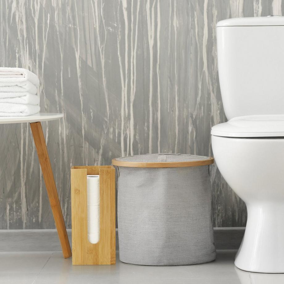 B2X Porte-papier toilette sur pied en bambou  