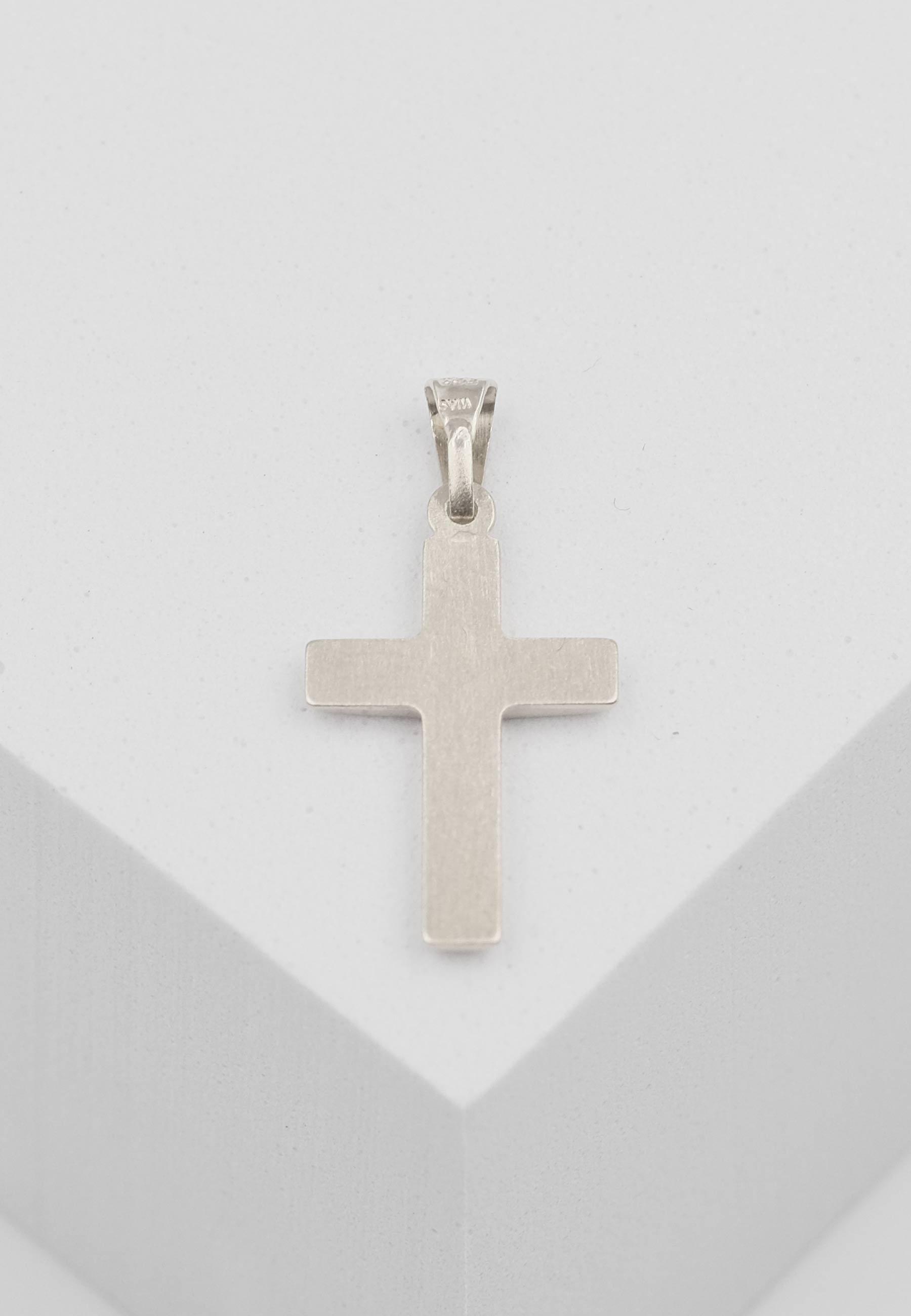 MUAU Schmuck  Anhänger Balken-Kreuz Weissgold 750, 25x12mm 