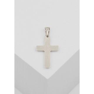 MUAU Schmuck  Anhänger Balken-Kreuz Weissgold 750, 25x12mm 