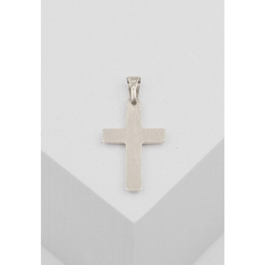 MUAU Schmuck  Anhänger Balken-Kreuz Weissgold 750, 25x12mm 