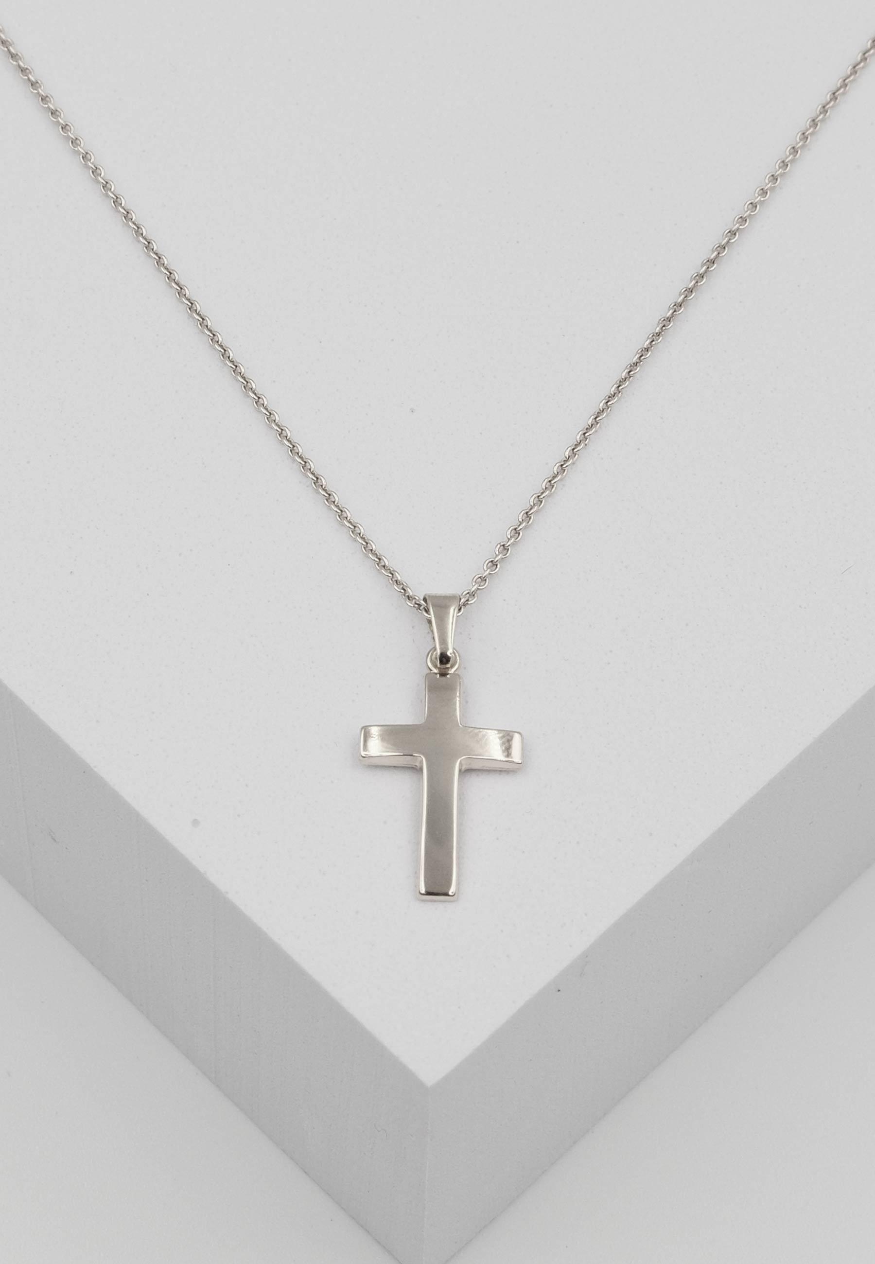 MUAU Schmuck  Pendentif croix en or blanc 750, 25x12mm 