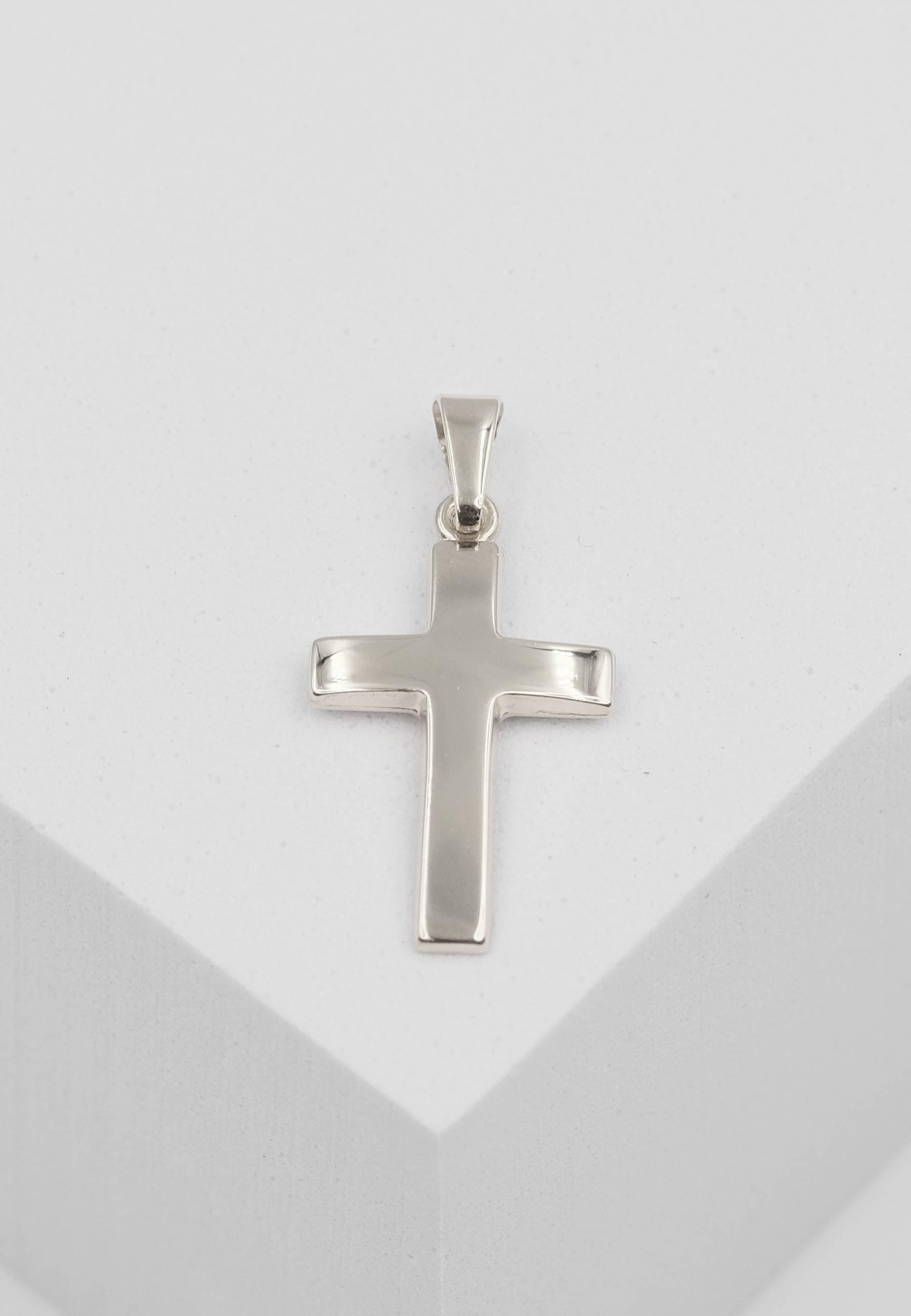 MUAU Schmuck  Anhänger Balken-Kreuz Weissgold 750, 25x12mm 