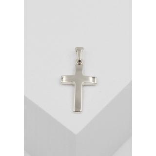 MUAU Schmuck  Anhänger Balken-Kreuz Weissgold 750, 25x12mm 