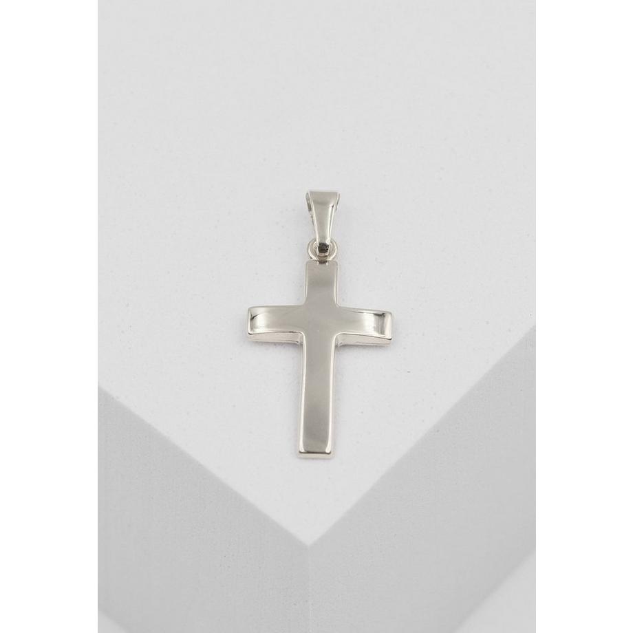 MUAU Schmuck  Anhänger Balken-Kreuz Weissgold 750, 25x12mm 