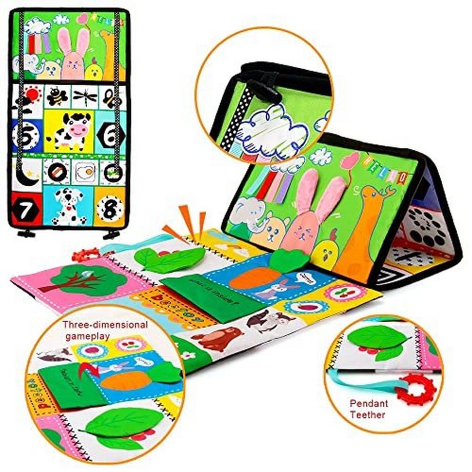 Activity-board  Faltbare Baby Prone Spielzeug   Kontrast Muster ABC Alphabet für neugeborenes Baby 