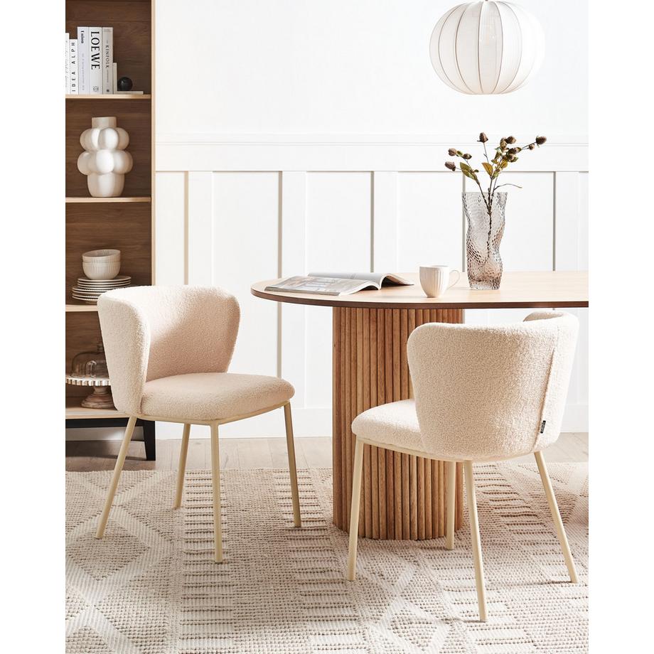 Beliani Esszimmerstuhl 2er Set aus Bouclé Minimalistisch MINA II  