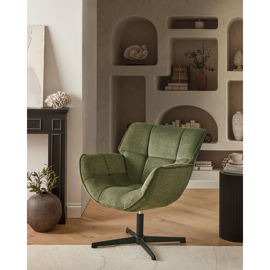 Beliani Fauteuil pivotant en Tissu Rétro AUMA  