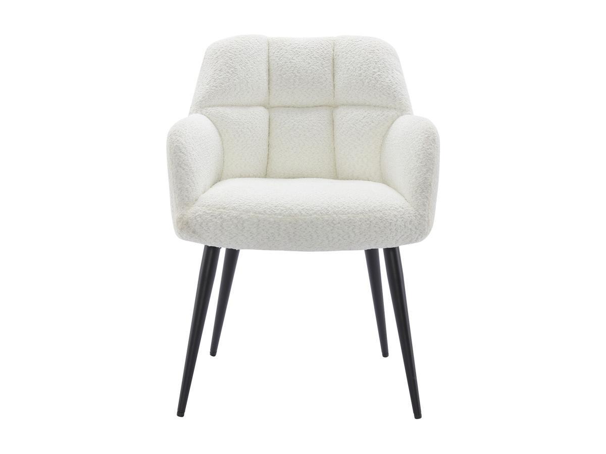 PASCAL MORABITO Stuhl mit Armlehnen 2er-Set - Bouclé-Stoff & Metall - Weiß - PEGA  