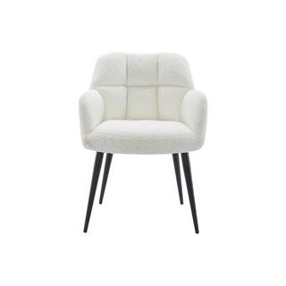 PASCAL MORABITO Stuhl mit Armlehnen 2er-Set - Bouclé-Stoff & Metall - Weiß - PEGA  