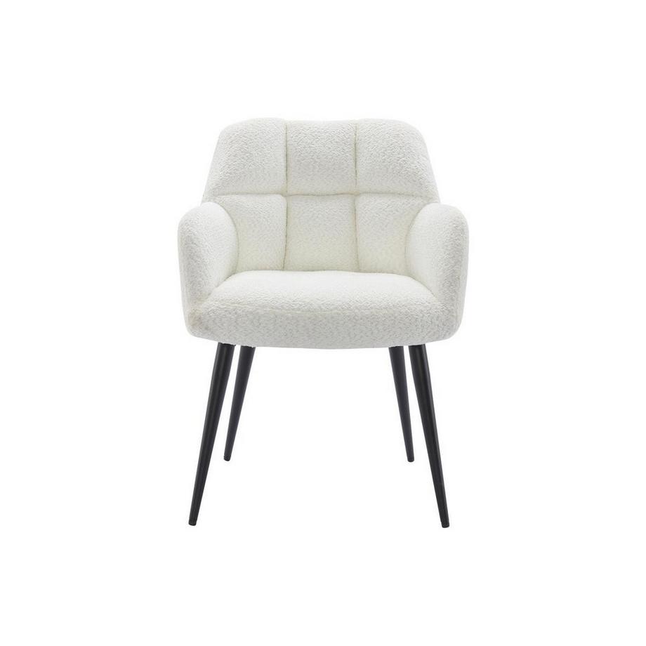 PASCAL MORABITO Stuhl mit Armlehnen 2er-Set - Bouclé-Stoff & Metall - Weiß - PEGA  