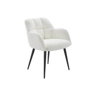 PASCAL MORABITO Lot de 2 chaises avec accoudoirs - Tissu bouclette et métal noir - Blanc - PEGA de Pascal MORABITO  