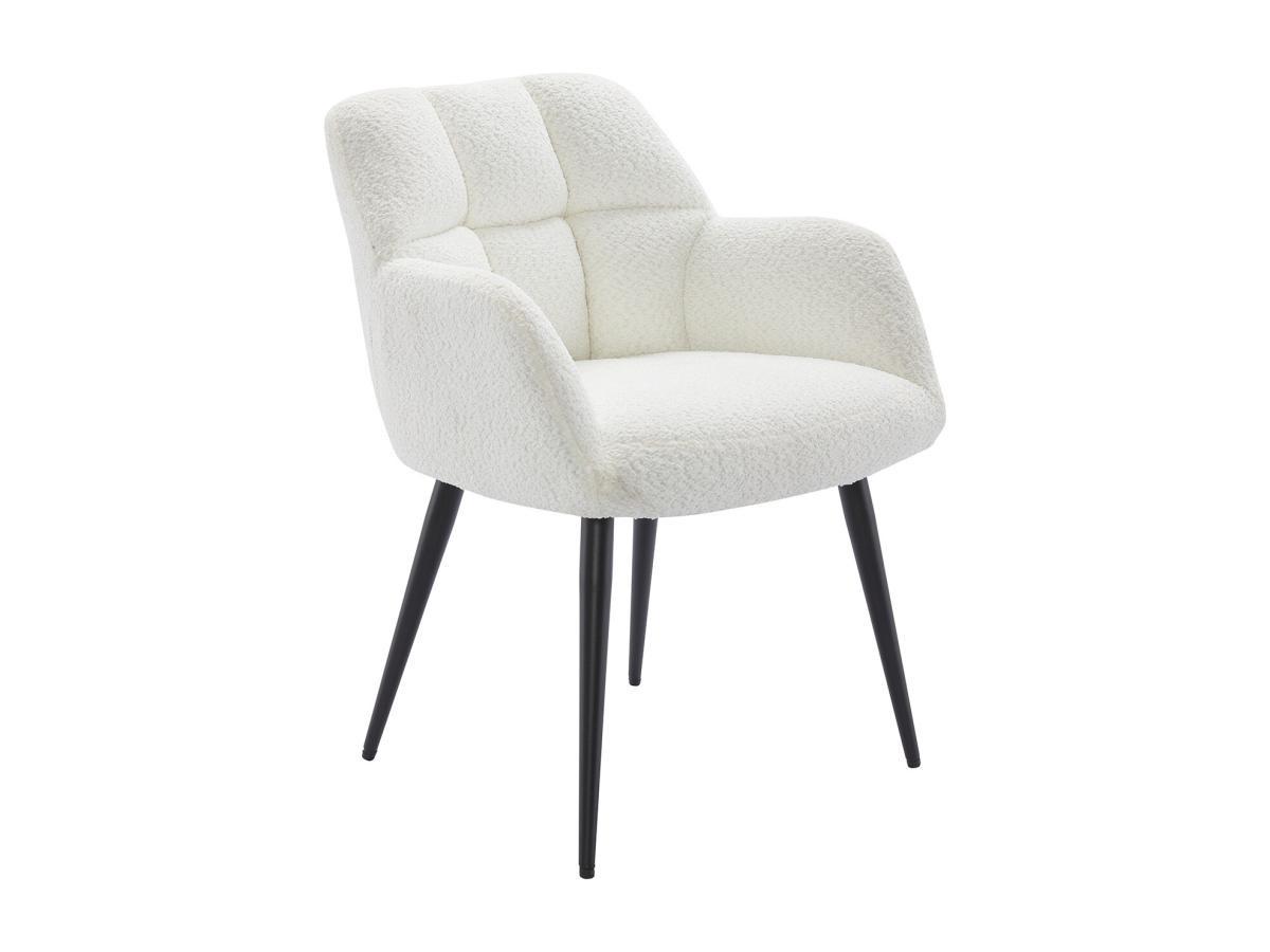 PASCAL MORABITO Stuhl mit Armlehnen 2er-Set - Bouclé-Stoff & Metall - Weiß - PEGA  