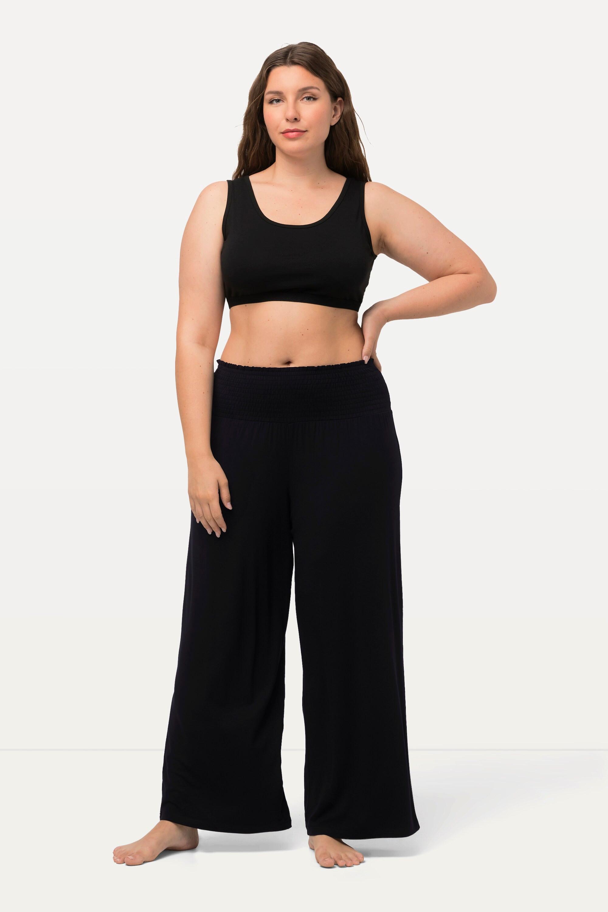 Ulla Popken  Pantalon Marlene à jambe large et taille élastique 