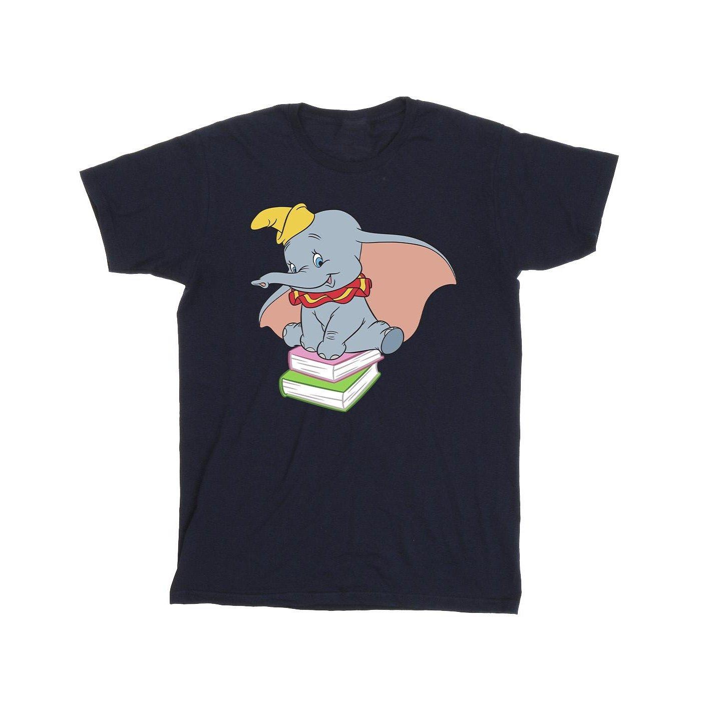 Image of Dumbo Sitting On Books Tshirt Unisex Marine 104