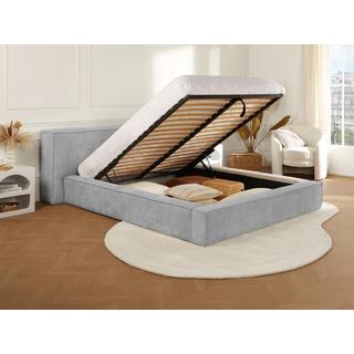 PASCAL MORABITO Lit coffre 160 x 200 cm - Velours côtelé - Gris clair - TIMANO de Pascal Morabito  