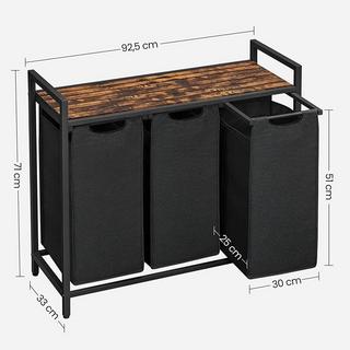 Calicosy Cesto per la biancheria con 3 scomparti da 38L  