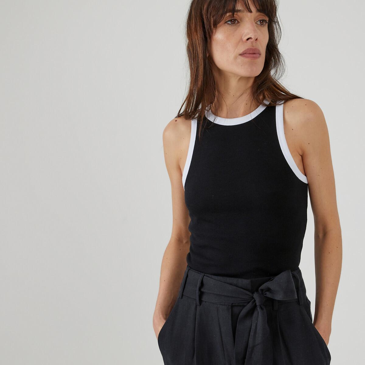 Image of Top Mit Amerikanischer Schulter Damen Schwarz M