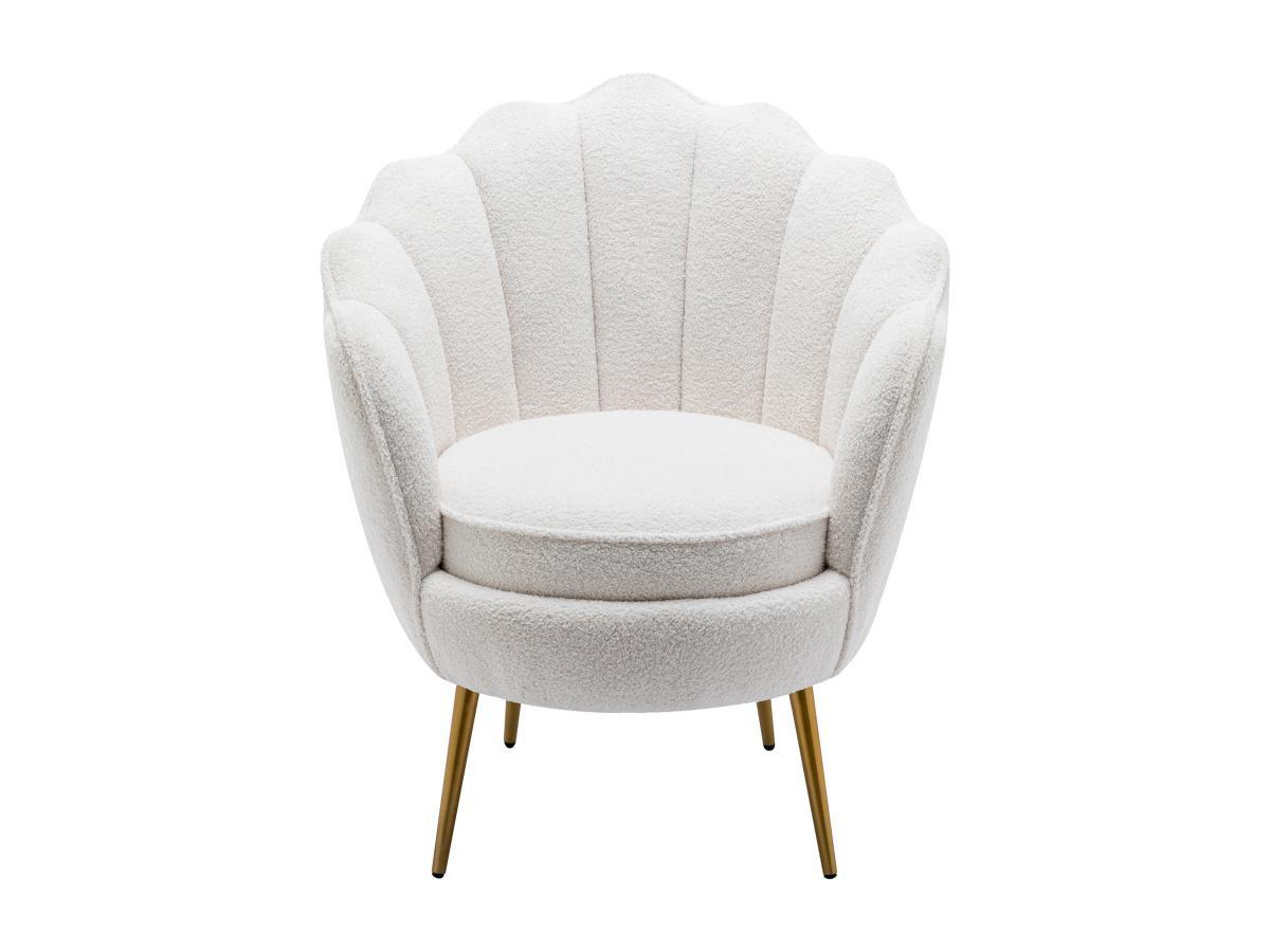 Vente-unique Fauteuil coquillage en tissu bouclette blanc LALEA  