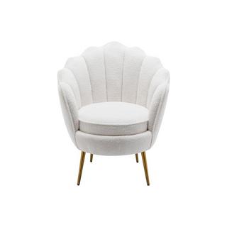 Vente-unique Fauteuil coquillage en tissu bouclette blanc LALEA  