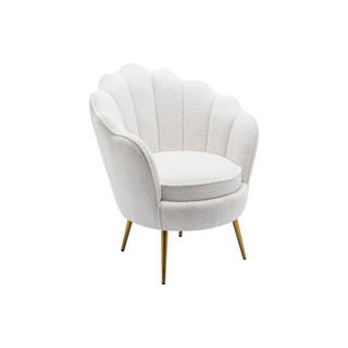 Vente-unique Fauteuil coquillage en tissu bouclette blanc LALEA  